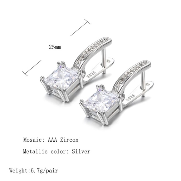 🌟 Big Crystal Sterling Silver Earrings - Picture 2 of 4